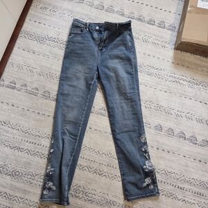 Floral Embroidered Boot Cut Jeans